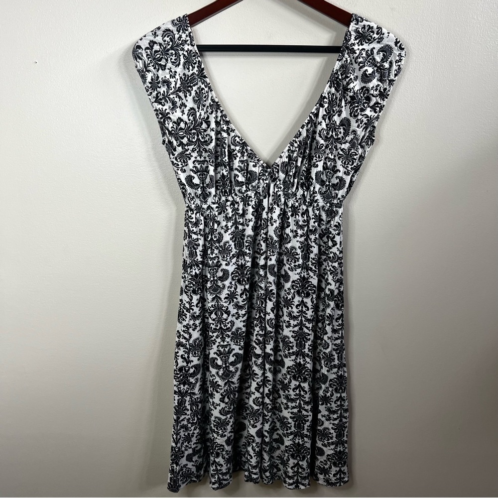 VINTAGE y2k Miuse damask pattern mini dress black and white babydoll size small